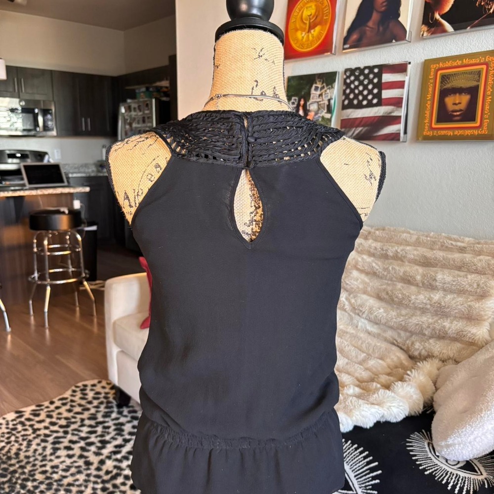 100% Silk Ruffle Blouse Dark Boho Top 🖤 - Picture 4 of 6
